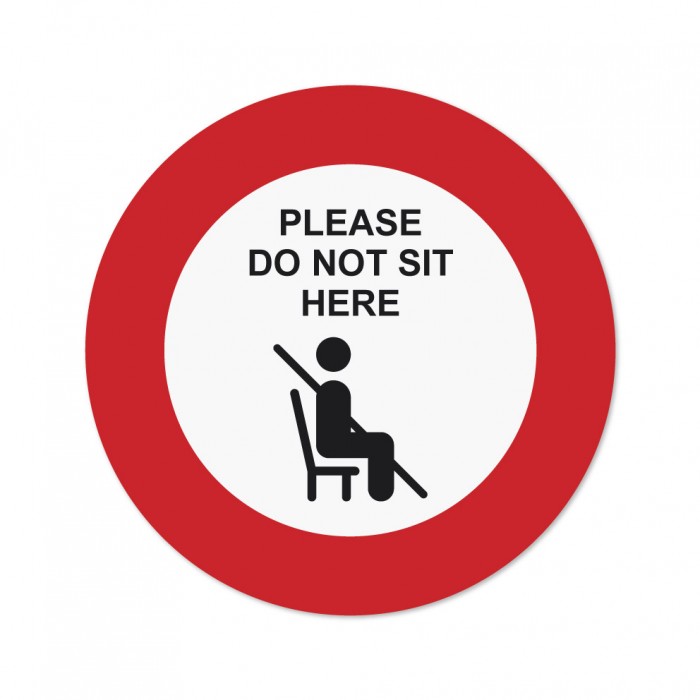 Covid 19 Chair Sticker Please Do Not Sit Here With Red Border 26cm 3pcs