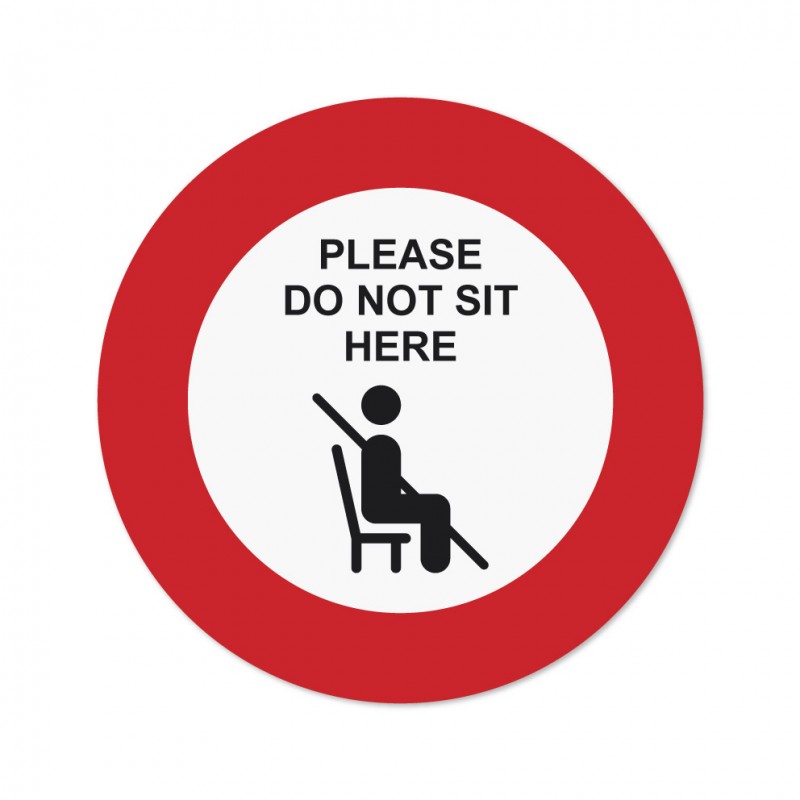 Covid-19 Chair Sticker Please do not sit here with Red border 26cm 3pcs